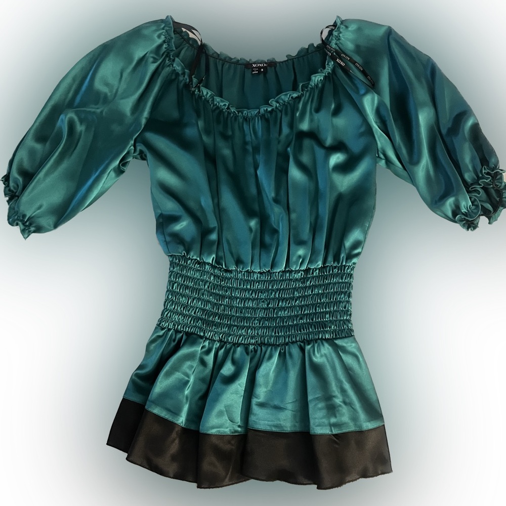Emerald Green/Black Dressy Top